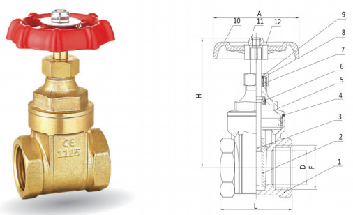 1-1 / 2 &quot;200 PSI FNPT ปลายวาล์วประตูทองเหลืองตะกั่วต่ำสำหรับน้ำมันน้ำหรืออากาศ